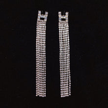 Load image into Gallery viewer, 925 Silver-Pin H Long Tassel Zircon Earrings ED0021