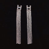 925 Silver-Pin H Long Tassel Zircon Earrings ED0021