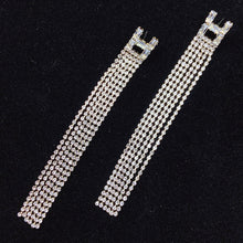 Load image into Gallery viewer, 925 Silver-Pin H Long Tassel Zircon Earrings ED0021