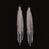 925 Silver-Pin Long Tassel Zircon Earrings ED0022