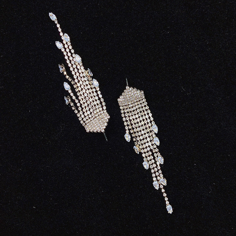 925 Silver-Pin Tassel Zircon Earrings ED0023