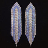 925 Silver-Pin Long Tassel Zircon  Earrings ED0026