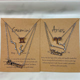 Alloy 12 Constellation Golden Three-Piece Suit Pendant Necklace NC0063