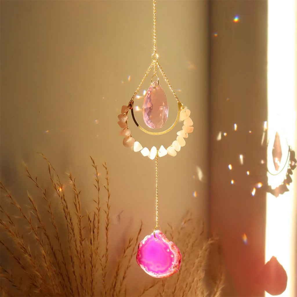 Nature Agate Crystal Chip Sun Catcher /Wind Bell