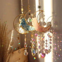 Load image into Gallery viewer, Nature Crystal Chip  Moon Sun Catcher /Wind Bell