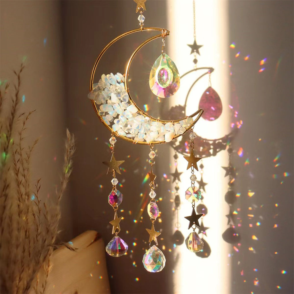 Nature Crystal Chip  Moon Sun Catcher /Wind Bell