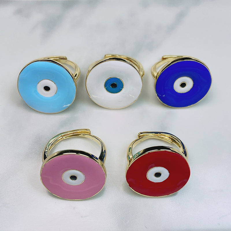 Stainless Steel Enamel  Evil Eyes Can Adjust Ring RE0002