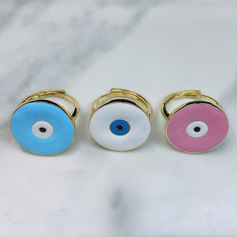 Stainless Steel Enamel  Evil Eyes Can Adjust Ring RE0002