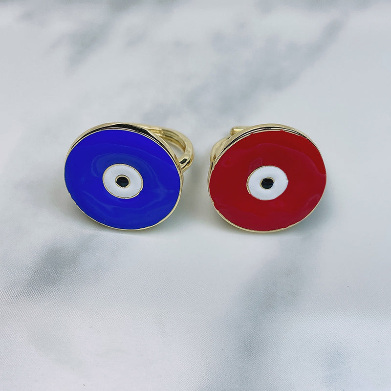 Stainless Steel Enamel  Evil Eyes Can Adjust Ring RE0002