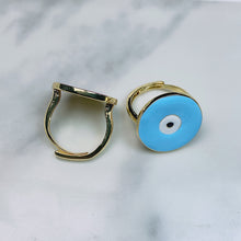 Load image into Gallery viewer, Stainless Steel Enamel  Evil Eyes Can Adjust Ring RE0002