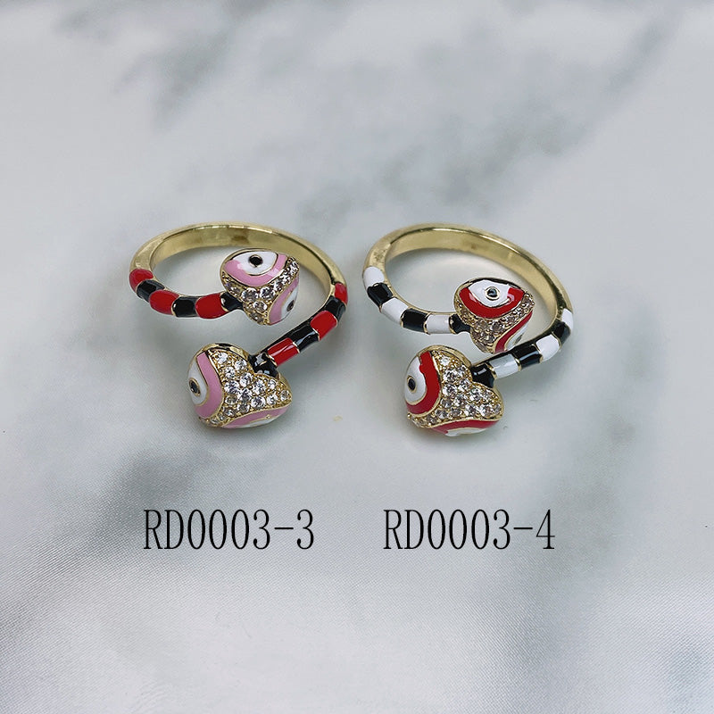 Stainless Steel Enamel  Evil Eyes Snake Opennings Ring RE0003