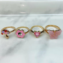 Load image into Gallery viewer, Stainless Steel Evil Eyes Pink Enamel  Zircon Series Ring  (a set  8pcs) RE0010