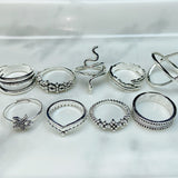 Stainless Steel Silver Series  Ring  (a set 9pcs) RE0011