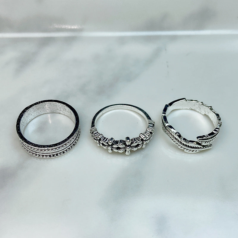 Stainless Steel Silver Series  Ring  (a set 9pcs) RE0011