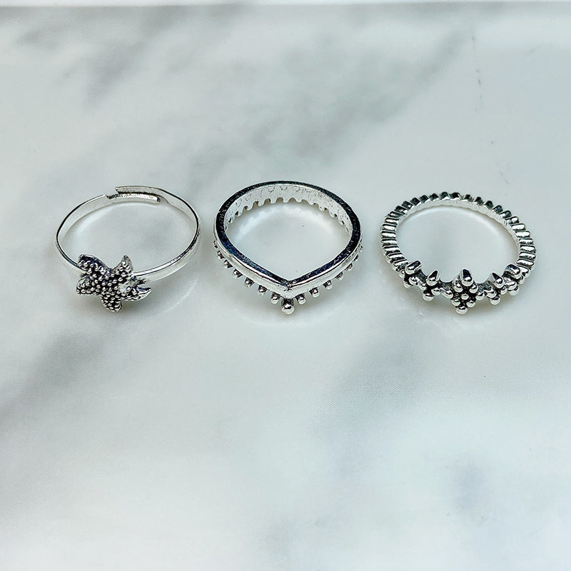 Stainless Steel Silver Series  Ring  (a set 9pcs) RE0011