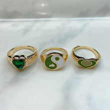 Load image into Gallery viewer, Stainless Steel Green Series Enamel  Zircon  Ring  (a set  6 pcs) RE0015