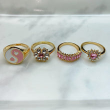 Load image into Gallery viewer, Stainless Steel Enamel  Zircon Pink Series Ring  (a set 8 pcs) RE0016