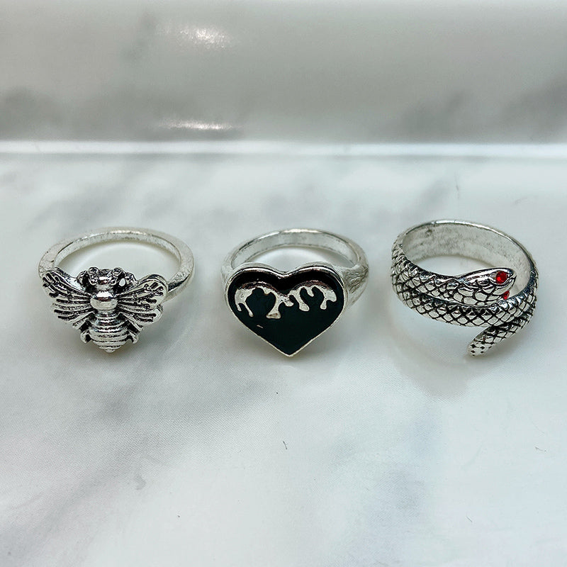 Stainless Steel Silver Series Ring  (a set 6 pcs) RE0017