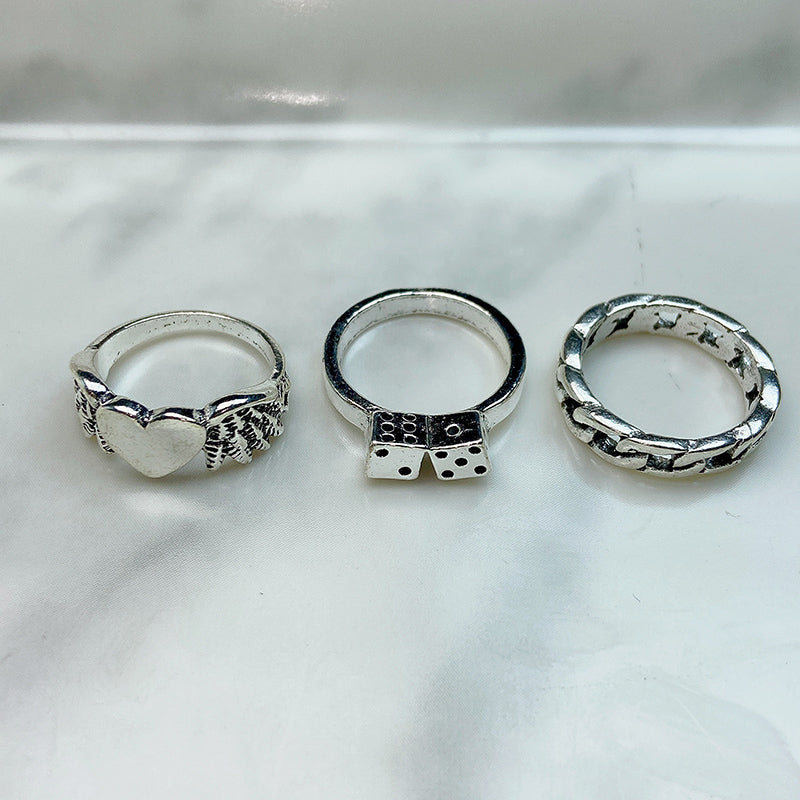 Stainless Steel Silver Series Ring  (a set 6 pcs) RE0017