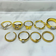 Load image into Gallery viewer, Stainless Steel Zircon Golden Series Ring (a set 9 pcs) RE0018