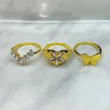 Load image into Gallery viewer, Stainless Steel Zircon Golden Series Ring (a set 9 pcs) RE0018