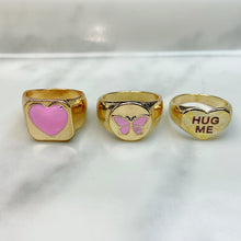 Load image into Gallery viewer, Stainless Steel  Enamel  Zircon Pink Series Ring (a set 9 pcs) RE0019