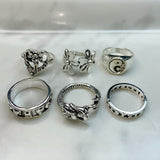 Stainless Steel Silver Series  Ring  (a set 6 pcs) RE0020