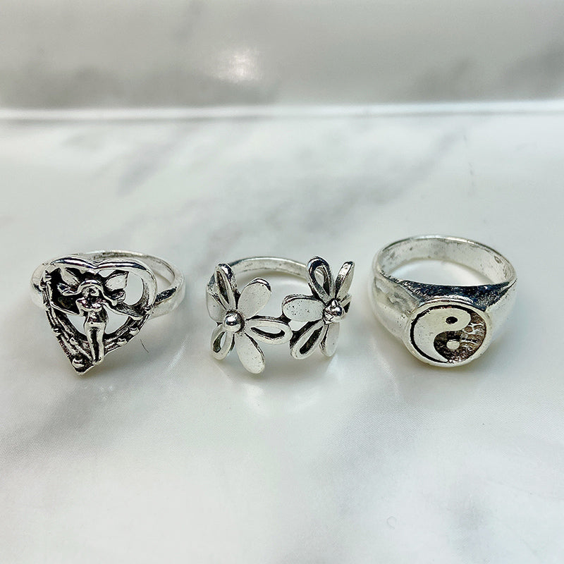 Stainless Steel Silver Series  Ring  (a set 6 pcs) RE0020