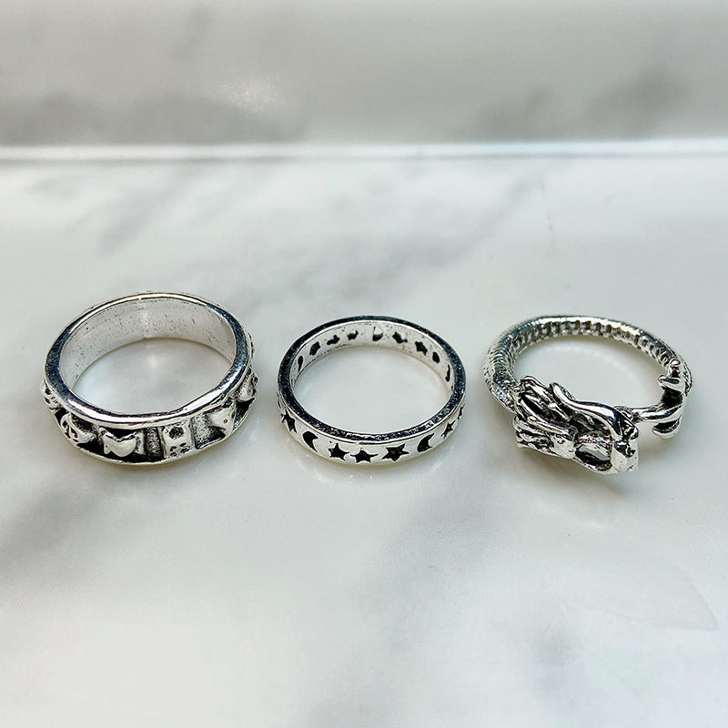 Stainless Steel Silver Series  Ring  (a set 6 pcs) RE0020