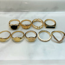 Load image into Gallery viewer, Stainless Steel Enamel  Zircon Golden Series Ring (a set 9 pcs) RE0021