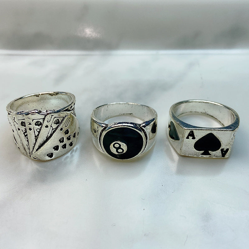 Stainless Steel Silver Series Enamel Ring  (a set 5 pcs) RE0022