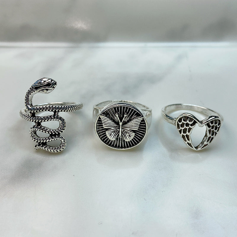 Stainless Steel Silver Series  Ring  (a set 6 pcs) RE0023