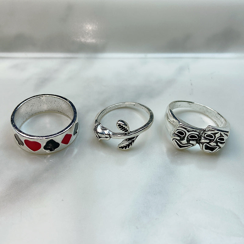 Stainless Steel Silver Series  Ring  (a set 6 pcs) RE0023