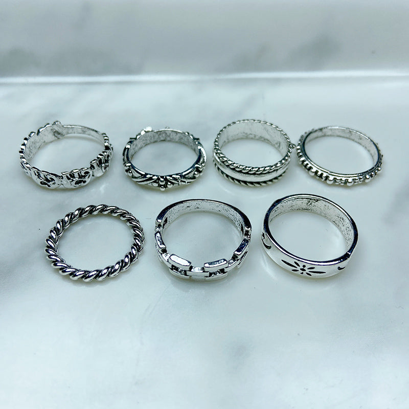 Stainless Steel Silver Series  Ring  (a set 14 pcs) RE0026