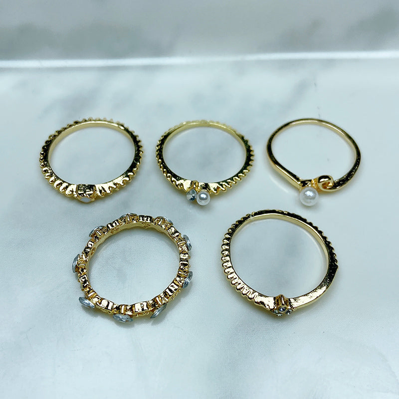 Stainless Steel Zircon Golden Series Ring (a set 8 pcs) RE0027