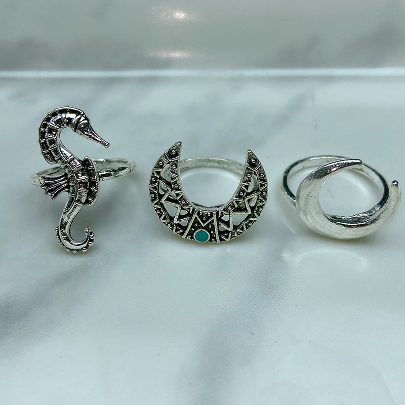 Stainless Steel Silver Series  Ring  (a set 6 pcs) RE0028