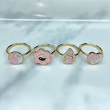 Stainless Steel Enamel  Pink Series Ring (a set 4 pcs) RE0031