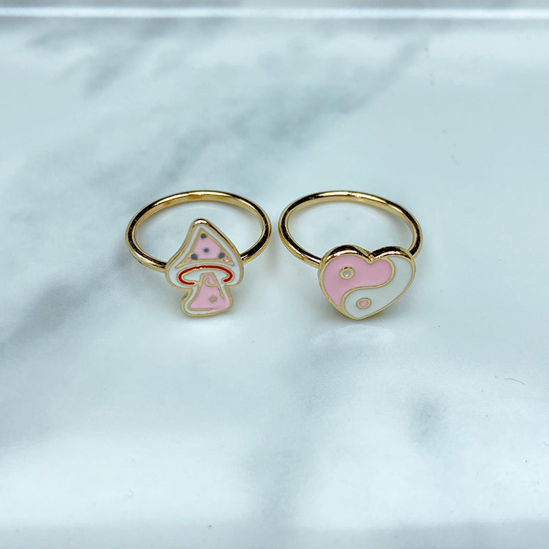 Stainless Steel Enamel  Pink Series Ring (a set 4 pcs) RE0031