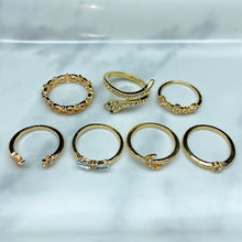 Load image into Gallery viewer, Stainless Steel Zircon Golden Series  Ring  (a set 7 pcs) RE0033