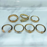 Stainless Steel Zircon Golden Series  Ring  (a set 7 pcs) RE0033