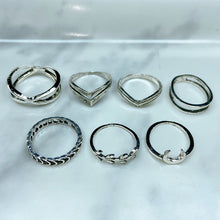 Load image into Gallery viewer, Stainless Steel Silver Series  Ring  (a set 7 pcs) RE0034