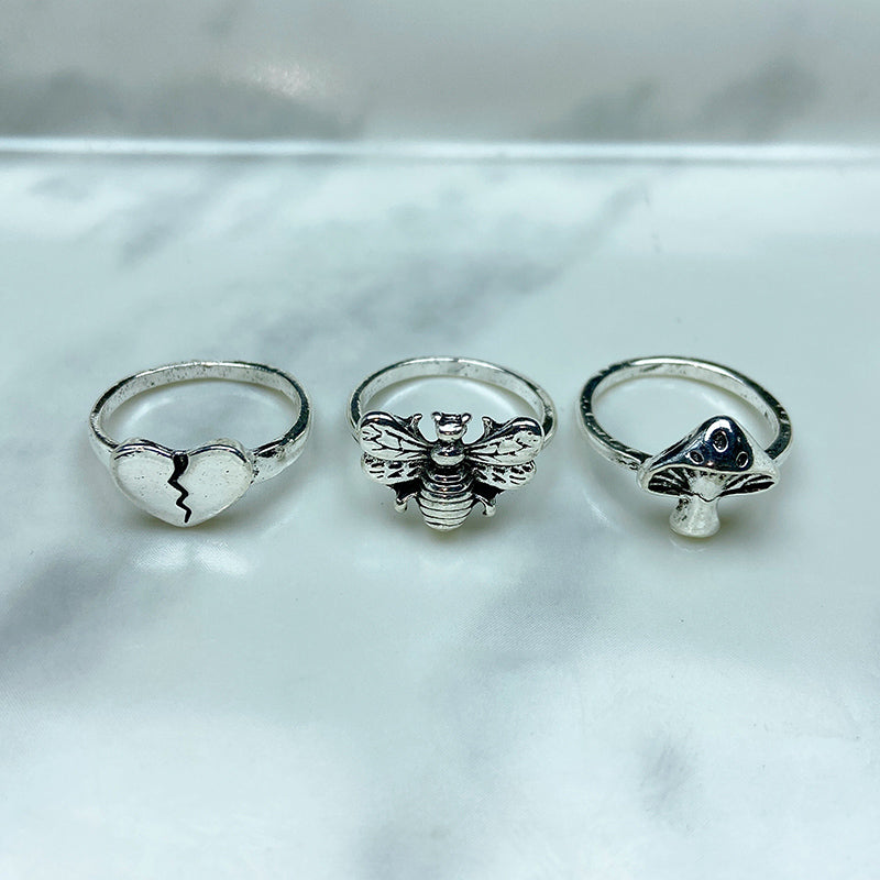 Stainless Steel Silver Series  Ring  (a set 6 pcs) RE0036