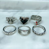 Stainless Steel Silver Series  Ring  (a set 6 pcs) RE0038