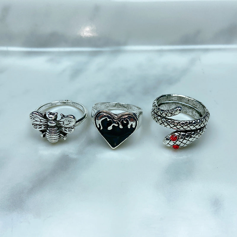 Stainless Steel Silver Series  Ring  (a set 6 pcs) RE0038