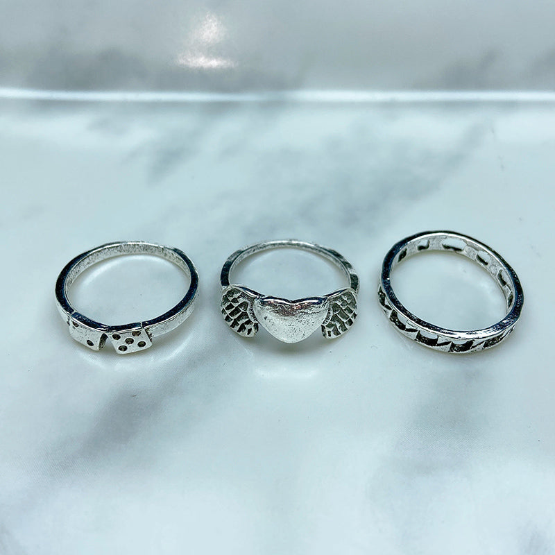 Stainless Steel Silver Series  Ring  (a set 6 pcs) RE0038