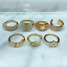 Load image into Gallery viewer, Stainless Steel Enamel  Zircon Golden Series  Ring  (a set 7 pcs) RE0039