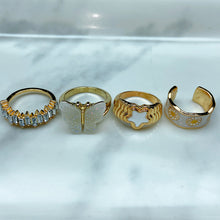 Load image into Gallery viewer, Stainless Steel Enamel  Zircon Golden Series  Ring  (a set 7 pcs) RE0039