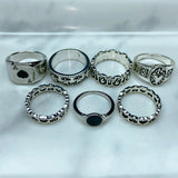 Stainless Steel Silver Series  Ring  (a set 7 pcs) RE0042