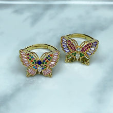 Load image into Gallery viewer, Stainless Steel  Zircon Butterfly Can Adjust Ring RE0047