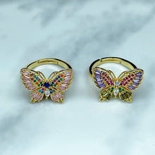 Load image into Gallery viewer, Stainless Steel  Zircon Butterfly Can Adjust Ring RE0047